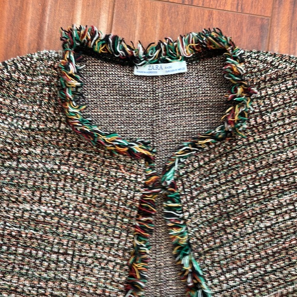 Zara Boucle Open Front Jacket Sz Medium - Picture 2 of 10